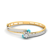 Floral Blue Stone Kada Bracelet