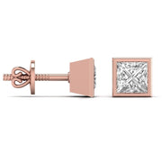 2 Carat Princess Shape Solitaire Diamond Earrings