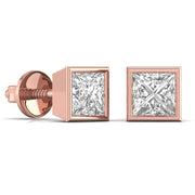 2 Carat Princess Shape Solitaire Diamond Earrings