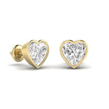 2 Carat Each Heart Shape Solitaire Diamond  Earrings