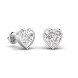 2 Carat Each Heart Shape Solitaire Diamond  Earrings