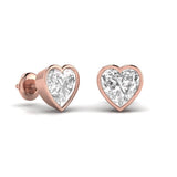 2 Carat Each Heart Shape Solitaire Diamond  Earrings