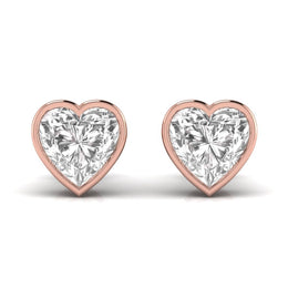 1.5 Carat Each Heart Shape Solitaire Diamond Studs