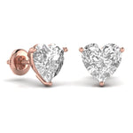 2 Carat Each Heart Shape Solitaire Diamond  Earring