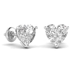 2 Carat Each Heart Shape Solitaire Diamond  Earring
