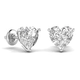 2 Carat Each Heart Shape Solitaire Diamond  Earring