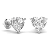 2 Carat Each Heart Shape Solitaire Diamond  Earring