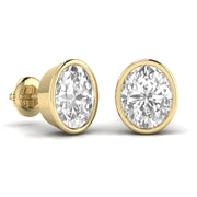 2 Carat Each Oval Solitaire Diamond Earrings