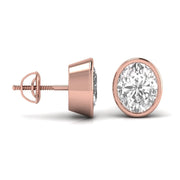 2 Carat Each Oval Solitaire Diamond Earrings