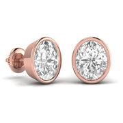 1.5 Carat Each Oval Shape Solitaire Diamond Studs