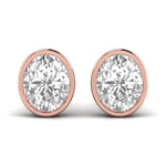 2 Carat Each Oval Solitaire Diamond Earrings