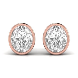 2 Carat Each Oval Solitaire Diamond Earrings