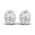 2 Carat Each Oval Solitaire Diamond Earrings