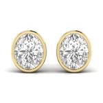 2 Carat Each Oval Solitaire Diamond Earrings