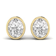 2 Carat Each Oval Solitaire Diamond Earrings