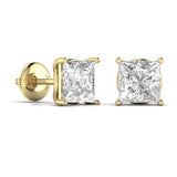 1.5 Carat  Princess Shape Solitaire Diamond  Earrings