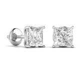 1.5 Carat  Princess Shape Solitaire Diamond  Earrings