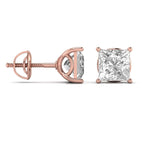 1.5 Carat  Princess Shape Solitaire Diamond  Earrings