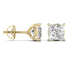 1.5 Carat  Princess Shape Solitaire Diamond  Earrings