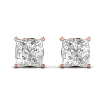 1.5 Carat  Princess Shape Solitaire Diamond  Earrings