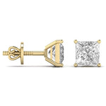 1.5 Carat  Princess Shape Solitaire Diamond Earrings
