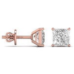 1.5 Carat  Princess Shape Solitaire Diamond Earrings