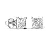 1.5 Carat  Princess Shape Solitaire Diamond Earrings