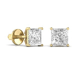 1.5 Carat  Princess Shape Solitaire Diamond Earrings