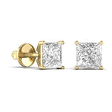 1.5 Carat  Princess Shape Solitaire Diamond Earrings