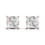 1.5 Carat  Princess Shape Solitaire Diamond Earrings