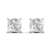 2 Carats  Princess Shape Solitaire Diamond Basket Earrings