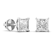 1.5 Carat Each Princess Shape Solitaire Diamond V-shaped Earrings