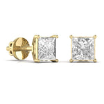 1.5 Carat Each Princess Shape Solitaire Diamond V-shaped Earrings