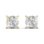 1.5 Carat Each Princess Shape Solitaire Diamond V-shaped Earrings