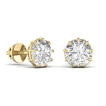 2 Carat Each Round Solitaire Diamond  Earring