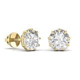 2 Carat Each Round Solitaire Diamond  Earring