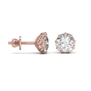 2 Carat Each Round Solitaire Diamond  Earring