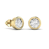 1.5 Carat Each Round Solitaire Diamond Bezel Earrings
