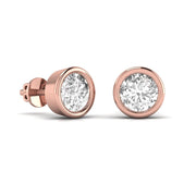 1.5 Carat Each Round Solitaire Diamond Bezel Earrings