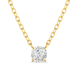 1 Carat Cushion Diamond Gold Pendant