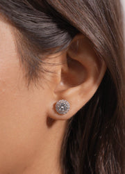 1 Carat Each Round Diamonds Halo Studs