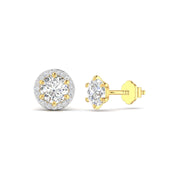 1 Carat Each Round Diamonds Halo Studs