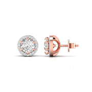 1 Carat Each Round Diamonds Halo Studs