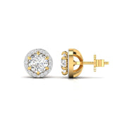 1 Carat Each Round Diamonds Halo Studs