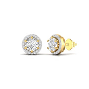 1 Carat Each Round Diamonds Halo Studs