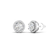 1 Carat Each Round Diamonds Halo Studs