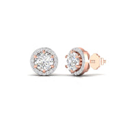 1 Carat Each Round Diamonds Halo Studs