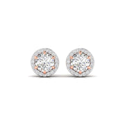 1 Carat Each Round Diamonds Halo Studs