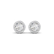 1 Carat Each Round Diamonds Halo Studs