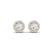 1 Carat Each Round Diamonds Halo Studs
